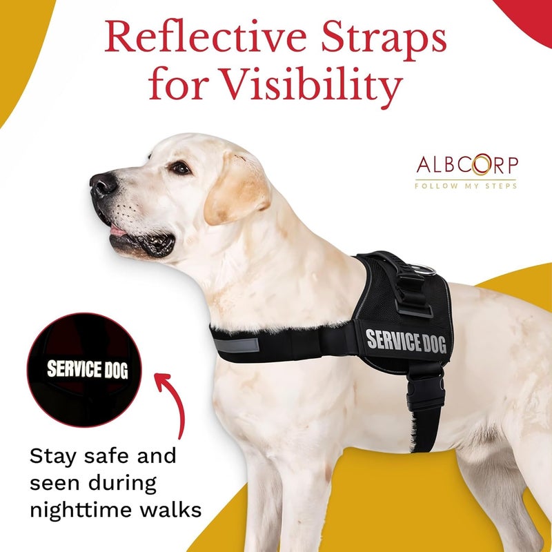 ALBCORP Service Dog Vest Harness â€“ Reflective, No-Pull Harness with Handle & Comfy Mesh Padding â€“ Sizes XXS-XL for Puppies, Small & Large Dogs â€“ 2 Removable Service Patches Included (Medium, Black) - Image 5